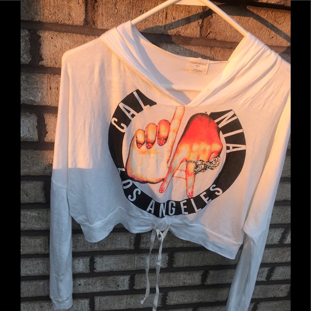 Crop top long sleeves hood Sz sm new